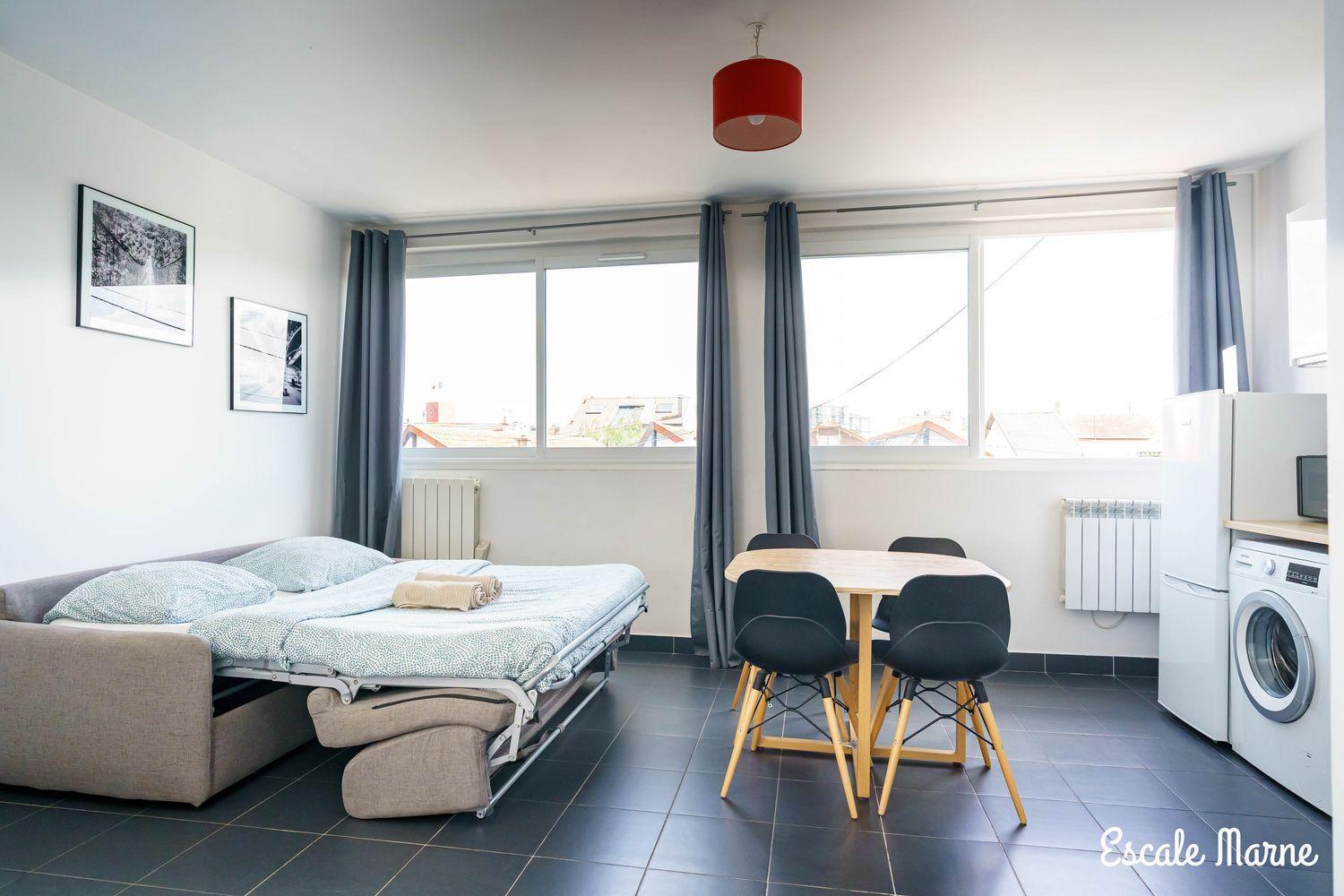 Escale-Marne Fr - 202 - Free Parking - Free Luggage Storage - All Equipped - Linen Included - Washing Machine - 10Mn Walk Metro 8 - Rer A - Panoramic View - From 1 To 14 Guests 迈松阿尔福 客房 照片