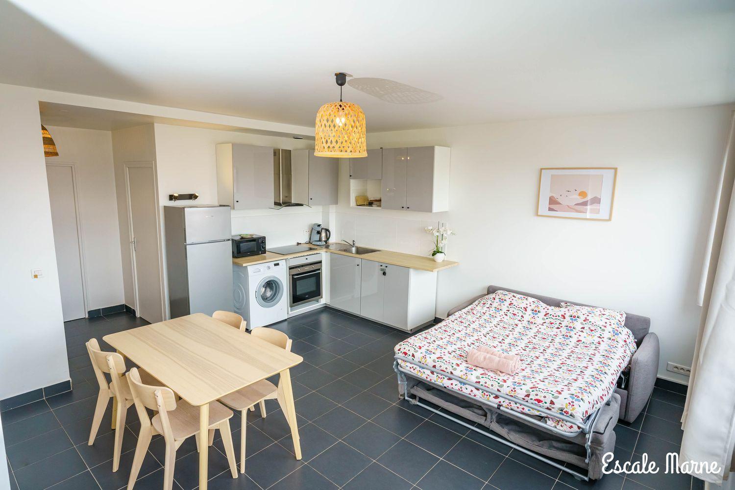 Escale-Marne Fr - 202 - Free Parking - Free Luggage Storage - All Equipped - Linen Included - Washing Machine - 10Mn Walk Metro 8 - Rer A - Panoramic View - From 1 To 14 Guests 迈松阿尔福 外观 照片